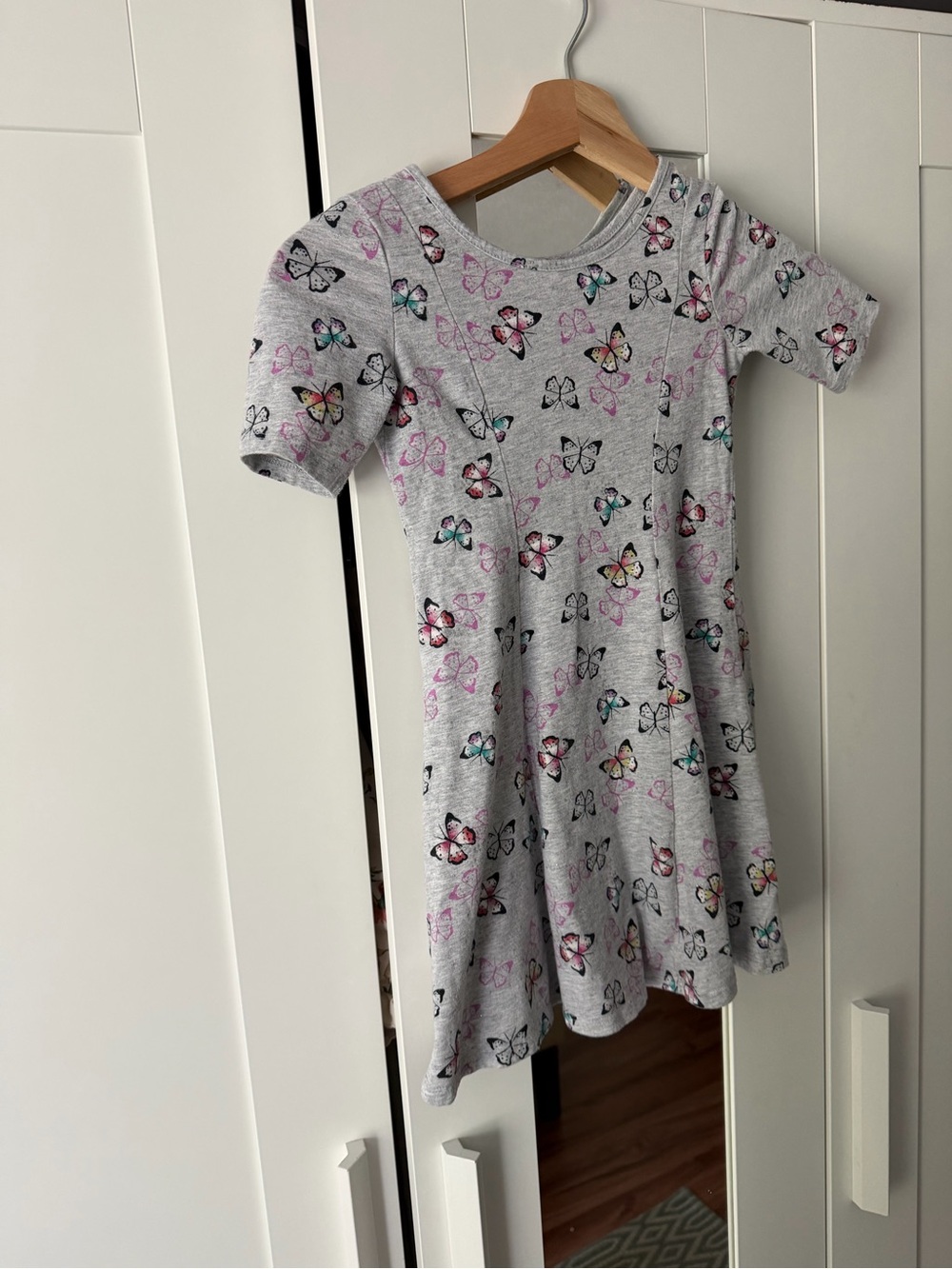 jumping beans Gray Dress with Multicolor Butterfly Print